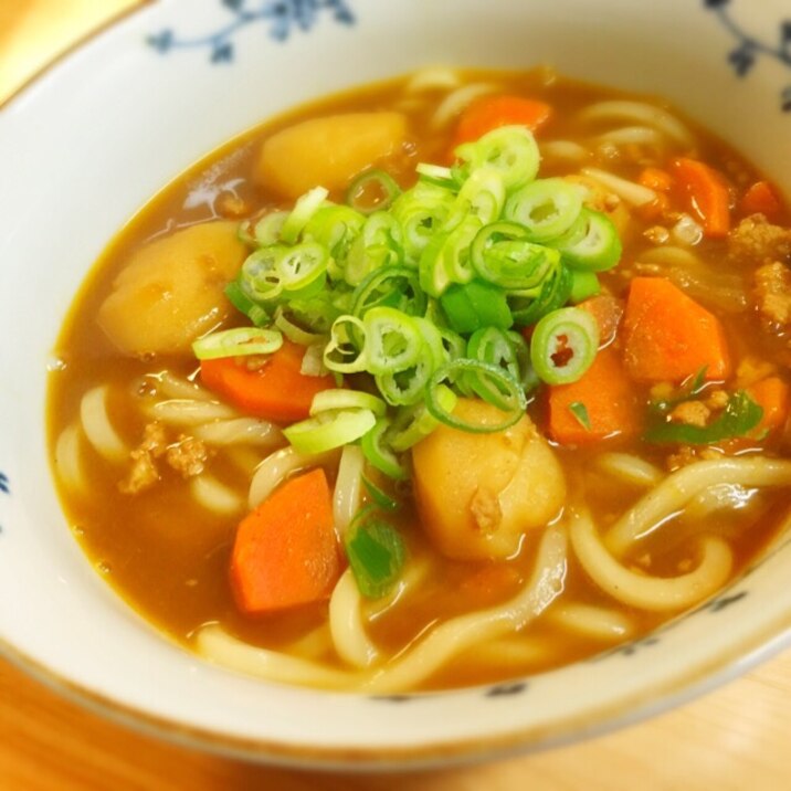 カレーの残りでリメイク‼️定番カレーうどん♪